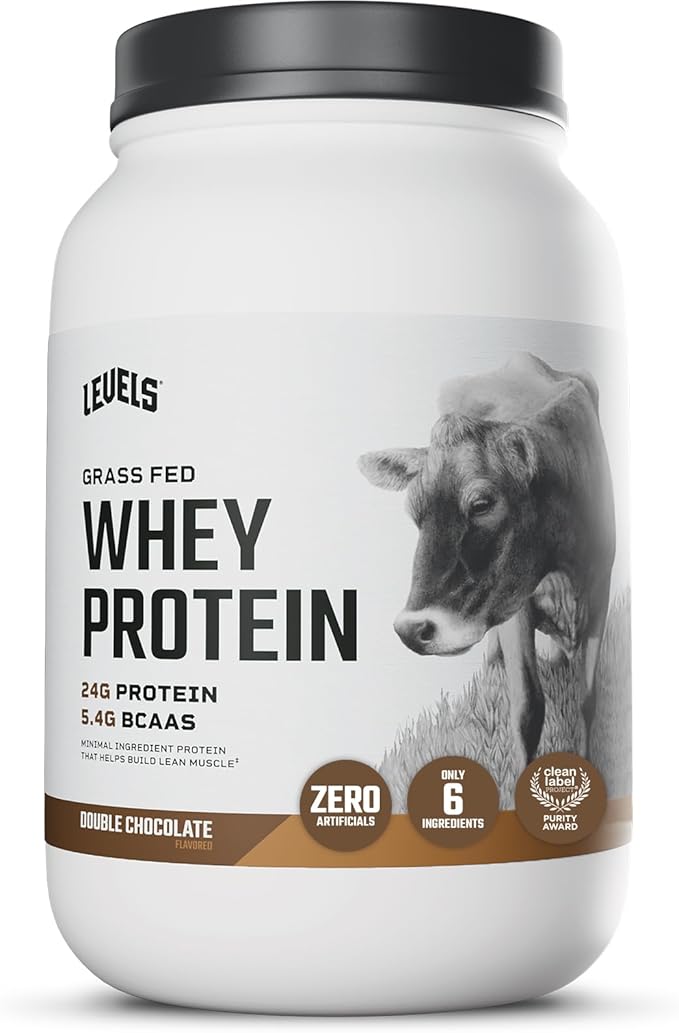 Levels Grass Fed Whey Protein Powder, No Artificials, 24G of Protein, Double Chocolate, 2LB
