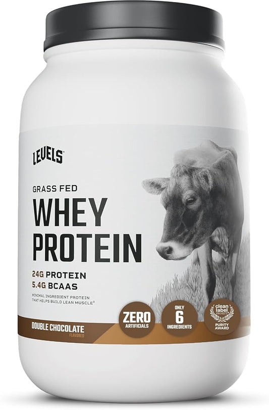 Levels Grass Fed Whey Protein Powder, No Artificials, 24G of Protein, Double Chocolate, 2LB
