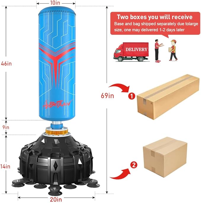 Freestanding Punching Bag with Boxing Gloves, Boxing Bag with Suction Cup Base for Adult Teens-Standing Kickboxing Bag for Home Office Gym