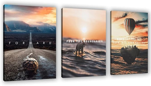 Motivational Wall Decor Poster Inspirational Wall Art 3 Pieces Canvas Wall Painting Artwork for Living Room Bedroom Office Home Decor Prints Pictures Wall Decor Framed Ready to Hang 36''Wx 16''H