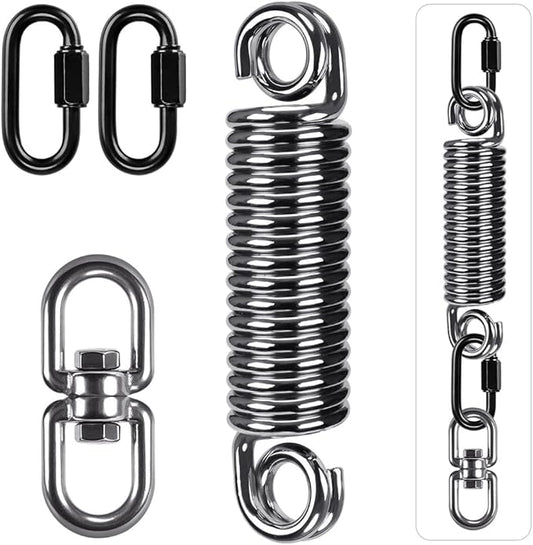 SELEWARE Heavy Bag Spring, Punching Bag Hanging Kit with Swivel & 2 Carabiners, 360 Rotational Hanging Accessory for Boxing Bag
