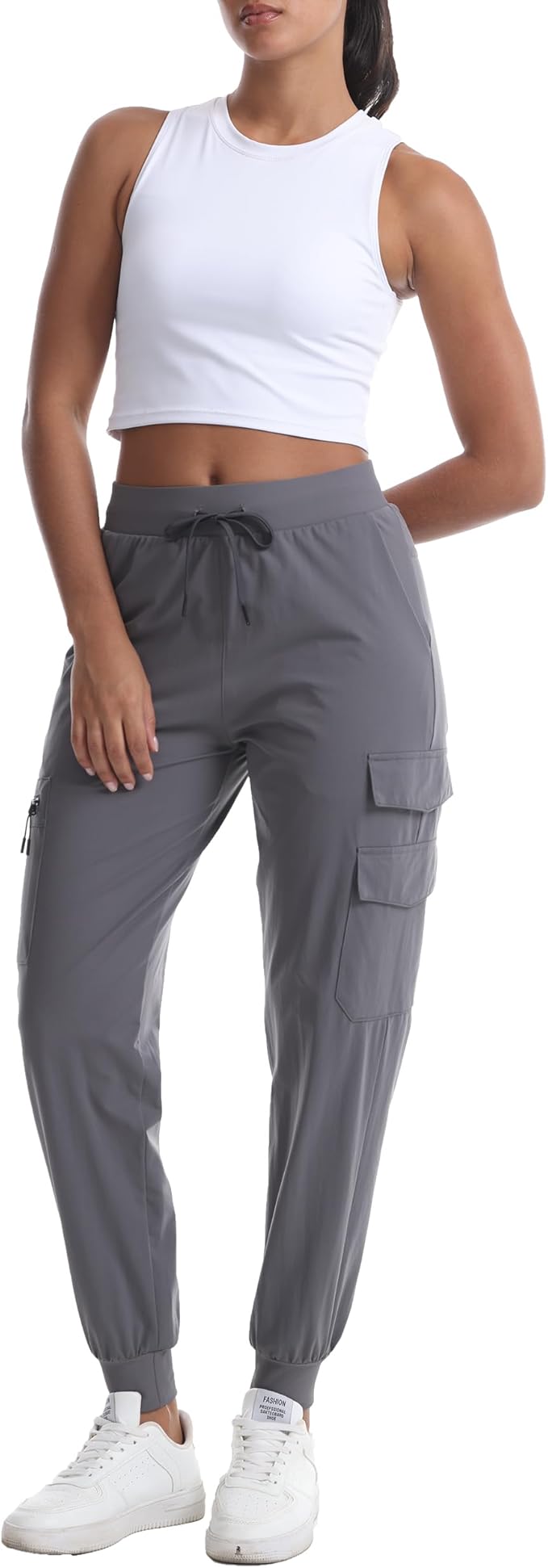 Women's Lightweight Hiking Joggers with Pockets - Water Resistant Cargo Pants for Outdoor Workouts Camping