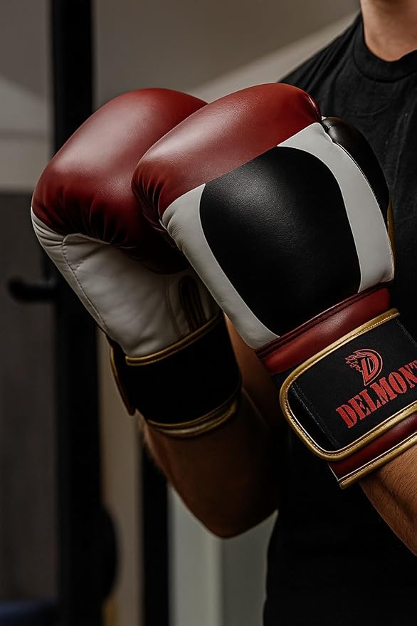 Delmont Boxing Gloves for Men and Women - Heavy Bag, Kickboxing, Sparring & Training Gloves with Multi-Layer Padding, Wrist Support & Breathable Lining - Pro Gloves for Adult Fighters & Beginners