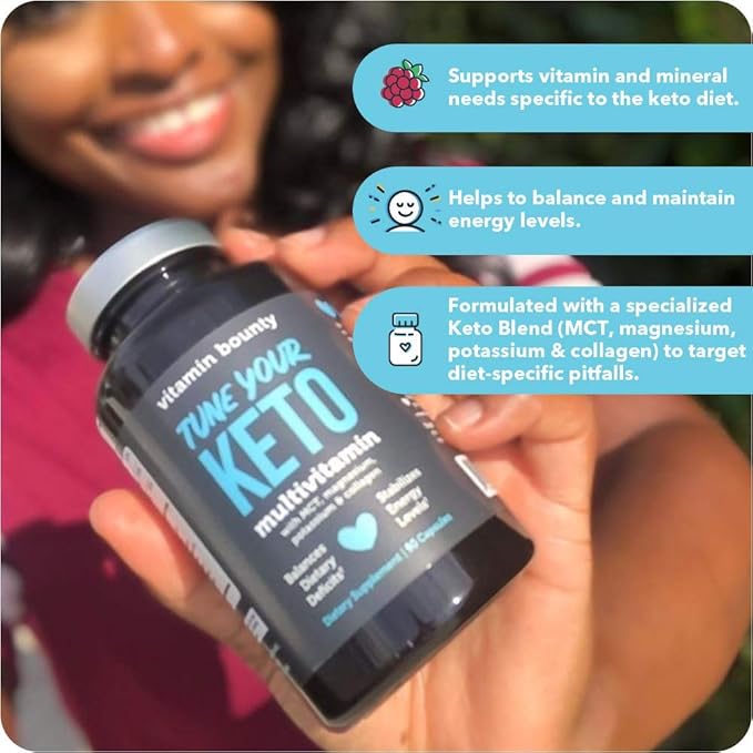 Vitamin Bounty Tune Your Keto Multivitamin with Magnesium & Potassium - Daily Supplements for Men & Women on Keto Diet - Energy & Cramp Relief - Ketosis Support - GLP-1 Support - 90 Capsules