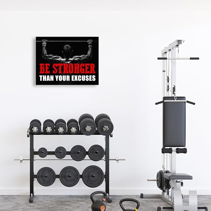 Inspirational Gym Wall Decor,Fitness Quotes Wall Art,Be Stronger Than Your Excuses Canvas Wall Decor for Home Gym