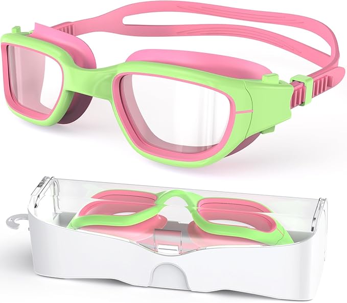 Kids Swim Goggles,Swimming Goggles for Kids 6-14, Anti-Fog UV Protection Pool Glasses for Boys Girls