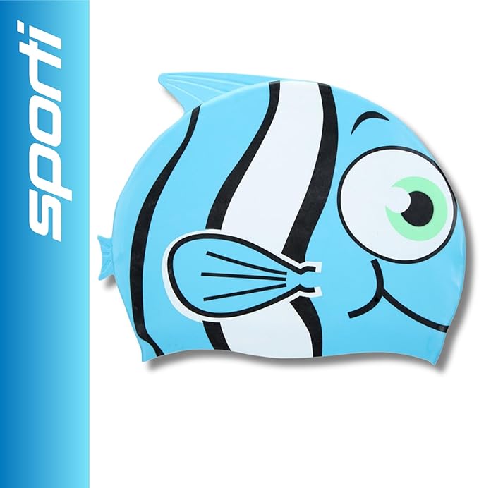 Sporti Silicone Swim Cap for Kids, Unisex Youth Swimming Cap, Protection Bathing Caps for Your Children, Aged 2-10