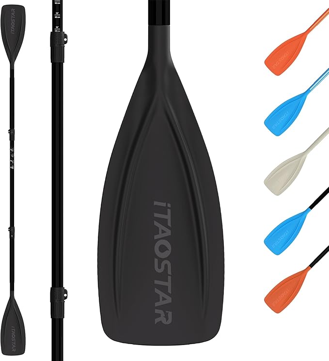 Paddle Board Paddle Detachable, Stand Up Paddle for Adults with Double Locks, Kayak Paddle Adjustable with Glass Fiber Blade, Floating Paddle Board Oar with Lightweight