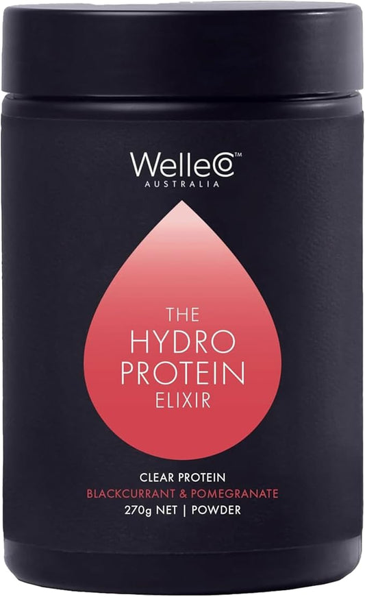 WelleCo HydroProtein Elixir, Potassium Electrolyte Powder with 15g Vegan Protein for Energy, Healthy Hair, Skin & Nails, Easy to Digest Powdered Electrolytes, Black Currant & Pomegranate, 9.5oz Jar