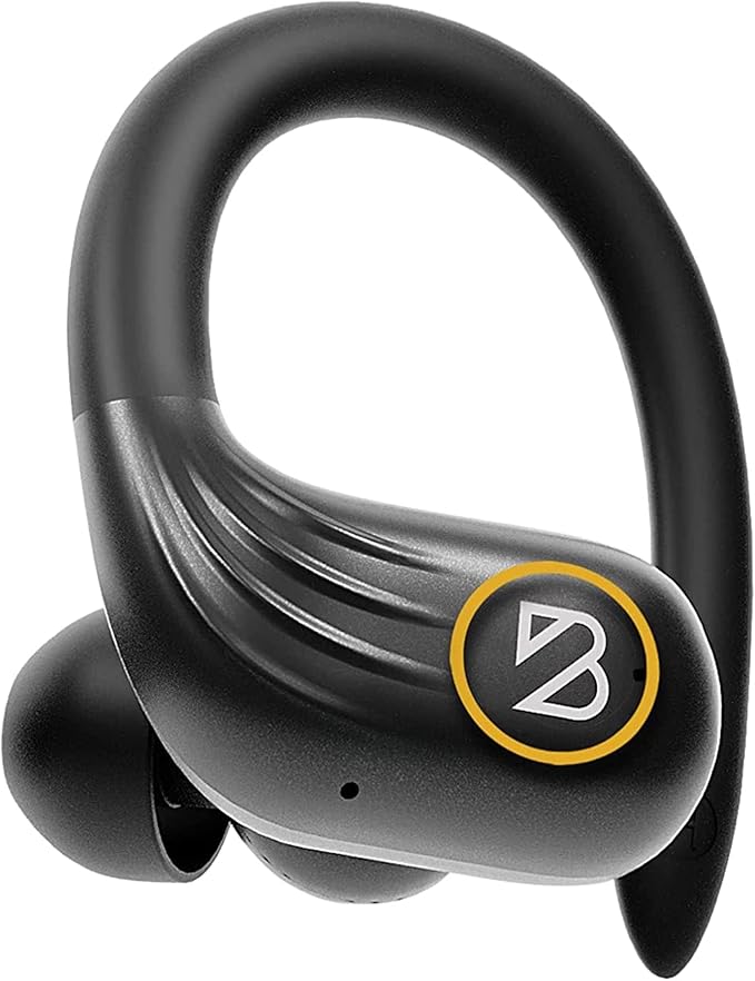 Back Bay Audio Runner 60 Wireless Running Earbuds, 80 Hour Long Battery Life Over The Ear with EarHooks, Wrap Around Earphones Wireless Bluetooth Earbuds with Microphone, Earphones in Ear Headphones