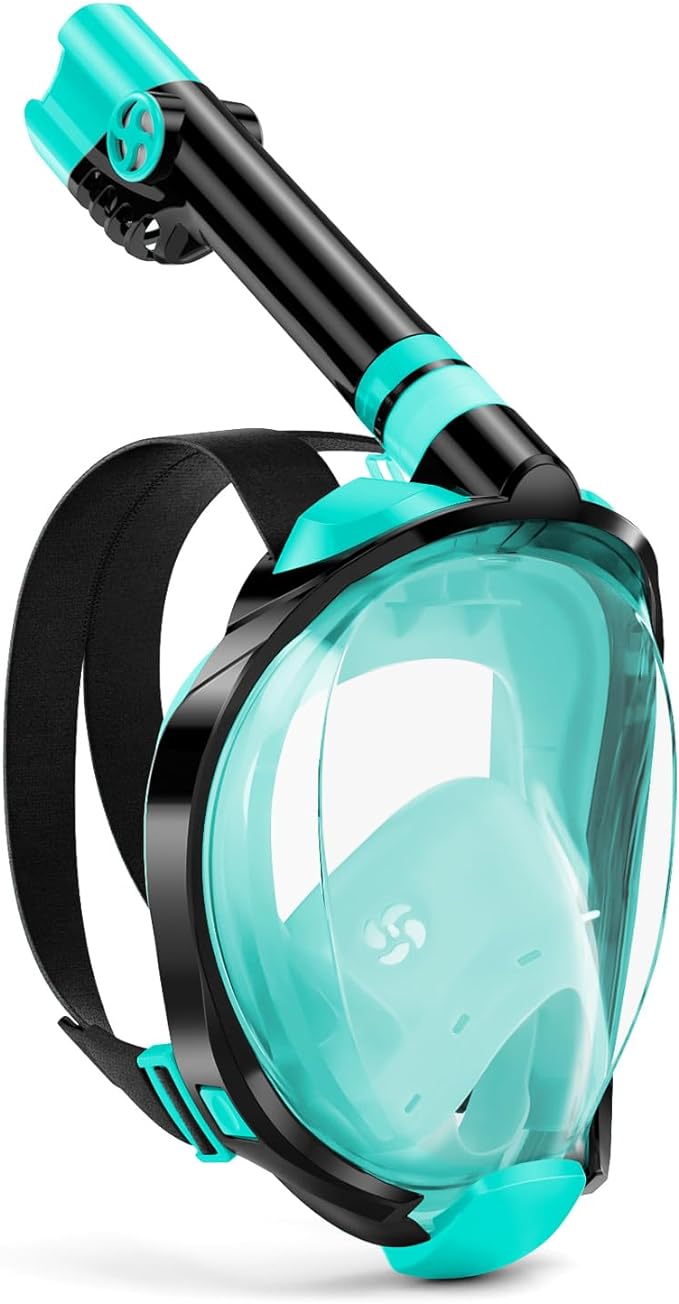 W WSTOO Full Face Snorkel Mask Adults,Suitable for Beginners Dry Top Snorkeling Gear,Can Your Mouth or Nose to Breathe,180 Degrees Panoramic View,Anti-Fog Anti-Leak,Summer Travel and Vacationing Gifts