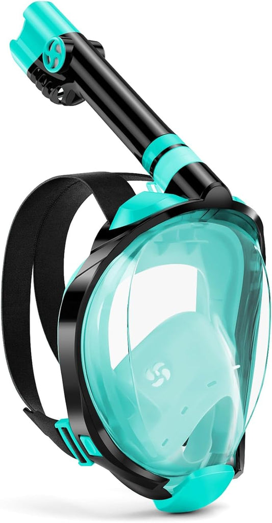W WSTOO Full Face Snorkel Mask Adults,Suitable for Beginners Dry Top Snorkeling Gear,Can Your Mouth or Nose to Breathe,180 Degrees Panoramic View,Anti-Fog Anti-Leak,Summer Travel and Vacationing Gifts