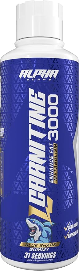 L Carnitine Liquid 3000 | Stimulant-Free L-Carnitine Supplement for Men & Women | Pre-Workout Energy Boost & Muscle Recovery | Zero Sugar, Fat, & Carbs | 31 Servings (Blue Gummy)