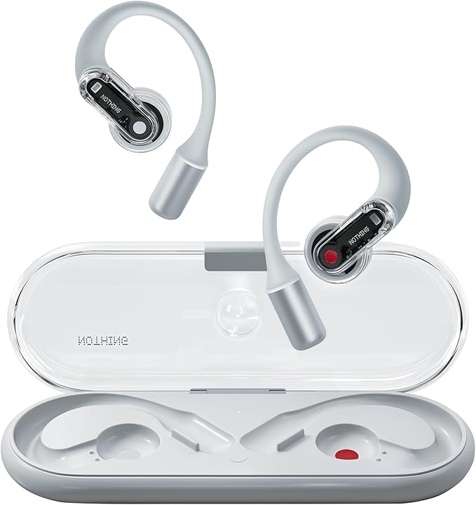 Nothing Ear (Open) Open-Ear Headphones, Earbuds with Earhooks, BT 5.3, Clear Voice Technology with 2 Mics, Fast Charging, Compatible with iPhone & Android -White