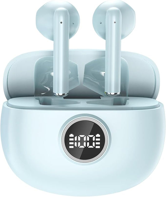 Wireless Earbuds Bluetooth 5.3 Headphones in Ear with 4 ENC Mic, 40 Hrs Lightweight Sport Bluetooth Earbuds, Deep Bass Stereo Ear Buds, LED Display/IP7 Waterproof Wireless Earphones