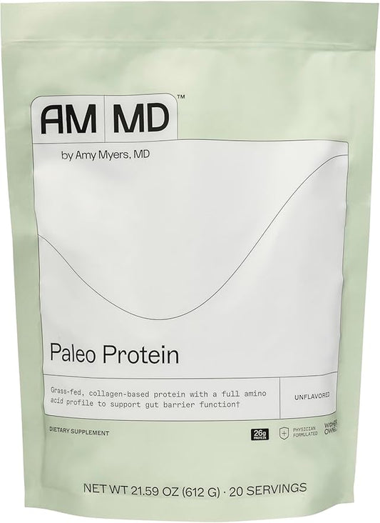 Amy Myers MD The Myers Way Paleo Protein Unflavored - Supports Gut Barrier Function & Daily Protein Needs - Collagen-Based, Grass-Fed - 21.59 oz (20 Servings)