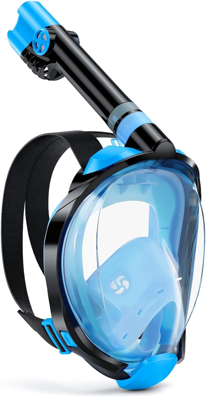 W WSTOO Full Face Snorkel Mask Adults,Suitable for Beginners Dry Top Snorkeling Gear,Can Your Mouth or Nose to Breathe,180 Degrees Panoramic View,Anti-Fog Anti-Leak,Summer Travel and Vacationing Gifts