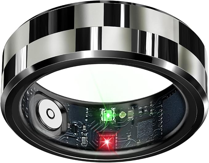 Smart Ring Health Tracker, Sleep Tracker Ring with Heart Rate, Waterproof Fitness Ring for Activity Monitoring/Steps/Distance/Calories,Air Gestures,Up to 7Day Battery,for iOS Android(Stylish Black#10)