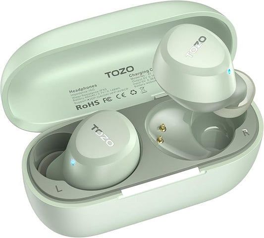 TOZO A1 Wireless Earbuds Bluetooth 5.3 Light Weight in Ear IPX5 Waterproof Headphones 2 Mic for AI Calls, Immersive Premium Sound Bass Headset with Charging Case, 32 Presets EQ Customization via App