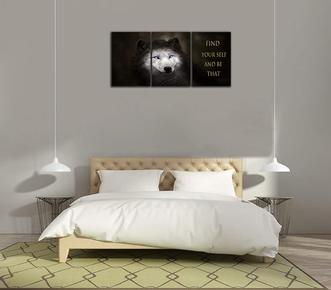 3 Panels Wolf Picture Motivational Wall Art Inspirational Canvas Painting Pictures Modern Entrepreneur Quotes Posters Prints Artwork for Home Office Decor House Decorations Class Room School to Hang