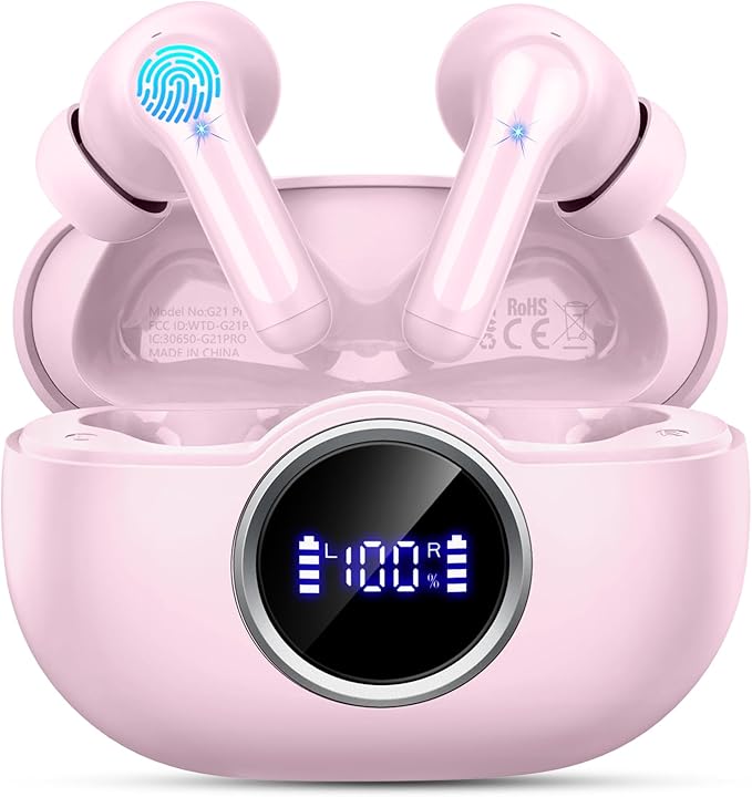 Wireless Earbuds, 2025 Bluetooth 5.4 Headphones Hi-Fi Stereo Ear Buds, 4 ENC Noise Cancelling Mic, 40+Hrs USB-C in-Ear Earphone, IP-X7 Waterproof Sport Workout Gym for Laptop Pad Android iOS