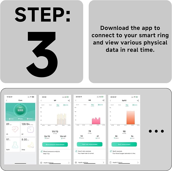 MUMU Smart Ring Sizing Kit for Women Men,Fitness Tracker Ring for Sport Monitoring,Choose Sizes 7 to 13,No Subscription Fee, IP68 Waterproof Smart Ring for iPhone & Android(Only Sizing Kit)
