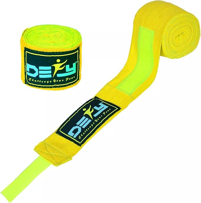 DEFY Professional 180 Inch Hand Wraps for Boxing Muay Thai MMA Elastic Bandages for Men & Women -Pair