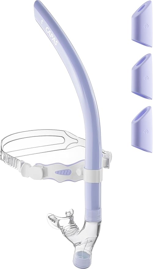 CAPAS Training Swim Snorkel for Lap Swimming, Swivel Headband Ultimate Fit Center-Mount Swimmers Snorkel with Liquid Silicone Mouthpiece Adjustable Strap, Designed for Adult Men Women