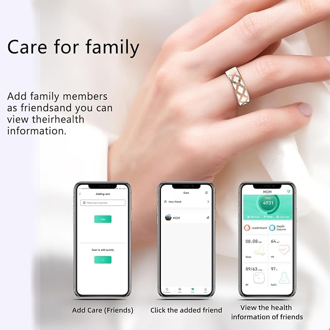 Smart Ring Health Tracker for Women Men, Fitness/Sleep/Stress/HR Tracker, Fitness Tracker with Steps, Distance & Calorie Count, iOS & Android Compatible, IP68 Waterproof (10#)
