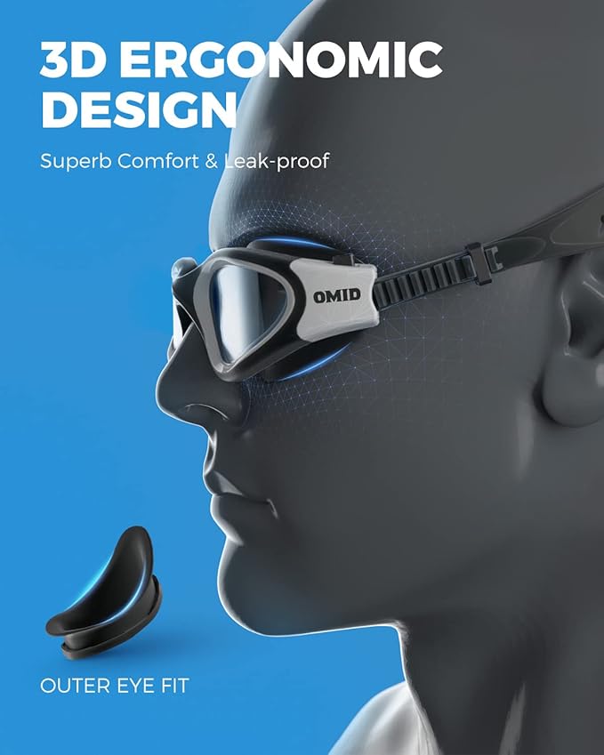 OMID Swim Goggles, P2 Polarized Swimming Goggles for Men Anti-fog Goggles Swimming for Adult Women