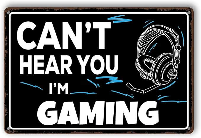 Game Room Sign Gamer Room Wall Decor Can't Hear You, I'm Gaming Signs Funny Gamer Tin Sign Gaming Decor For Boys Bedroom Teen Boy Room Decor Gaming Posters Gifts 8x12 Inches