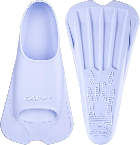 CAPAS Swim Training Fins Comfortable Silicone Lap Swimming Short Blade Floating Flippers with Mesh Bag for Adult Men Women Build Leg Strength