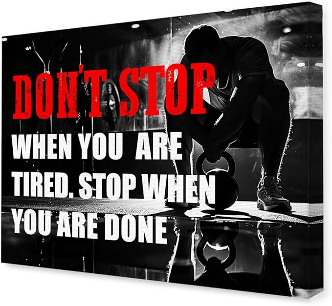 OTINGQD Inspirational Gym Wall Decor,Fitness Quotes Wall Art,Don't Stop When You're Tired Stop When You're Done Canvas Wall Decor for Home Gym