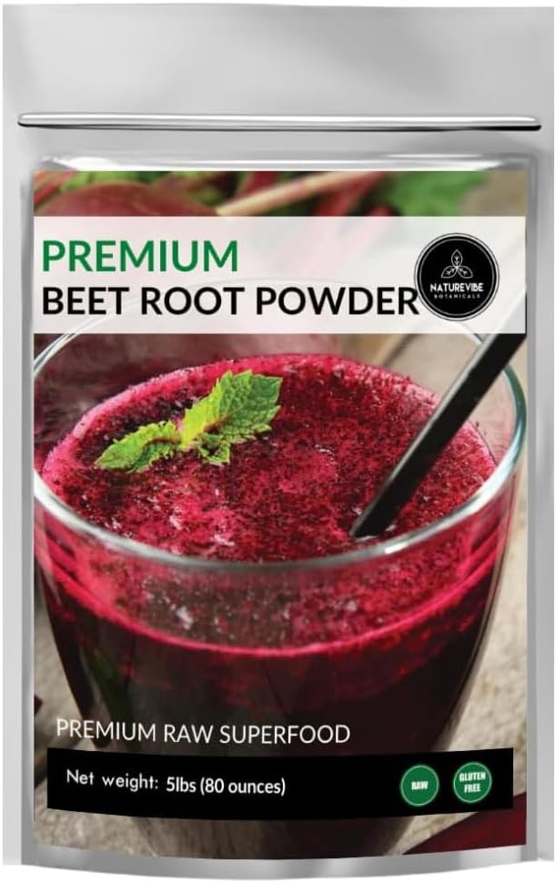 Naturevibe Botanicals Beet Root Powder (5lbs) Raw & Non-GMO | Bulk Bag (80 Ounces) [Packaging May Vary]