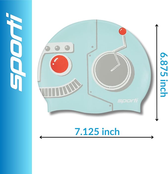 Sporti Silicone Swim Cap for Kids, Unisex Youth Swimming Cap, Protection Bathing Caps for Your Children, Aged 2-10
