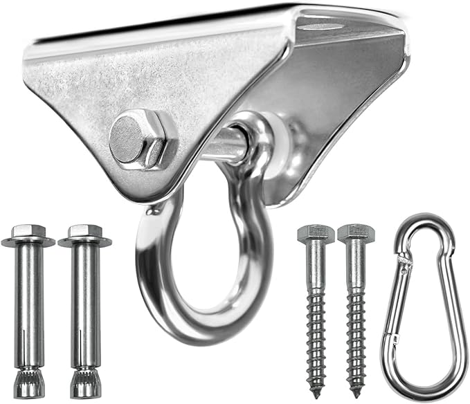 Yes4All Punching Bag Hanger, Stainless Steel Swivel Chain with 4 Snap Hooks for Heavy Bag, Gym Swing, Trapeze, and Hammock
