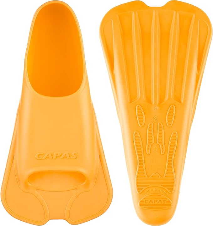 CAPAS Swim Training Fins Comfortable Silicone Lap Swimming Short Blade Floating Flippers with Mesh Bag for Adult Men Women Build Leg Strength