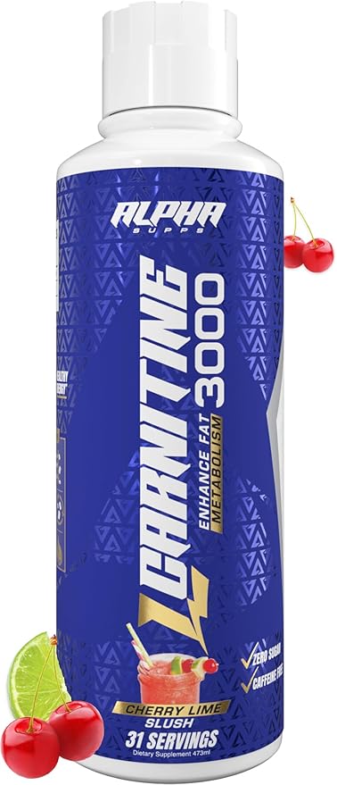 L Carnitine Liquid 3000 | Stimulant-Free L-Carnitine Supplement for Men & Women | Pre-Workout Energy Boost & Muscle Recovery | Zero Sugar, Fat, & Carbs | 31 Servings (Cherry Lime Slush)