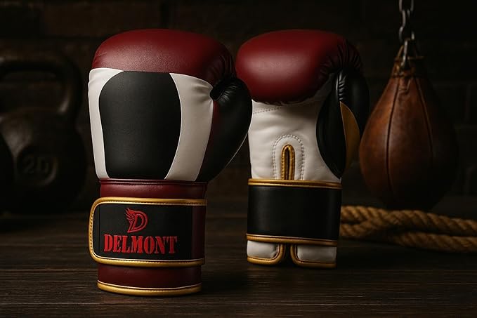 Delmont Boxing Gloves for Men and Women - Heavy Bag, Kickboxing, Sparring & Training Gloves with Multi-Layer Padding, Wrist Support & Breathable Lining - Pro Gloves for Adult Fighters & Beginners