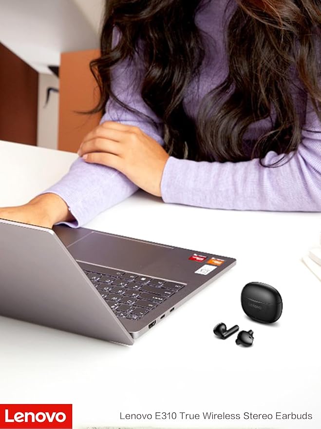 Lenovo E310 True Wireless Stereo Earbuds Bluetooth 5.3 ENC Noise-Cancelling with 13mm Speaker Type-C Charging 20h Battery Life for Music Calls Comfortable Fit Wireless - White