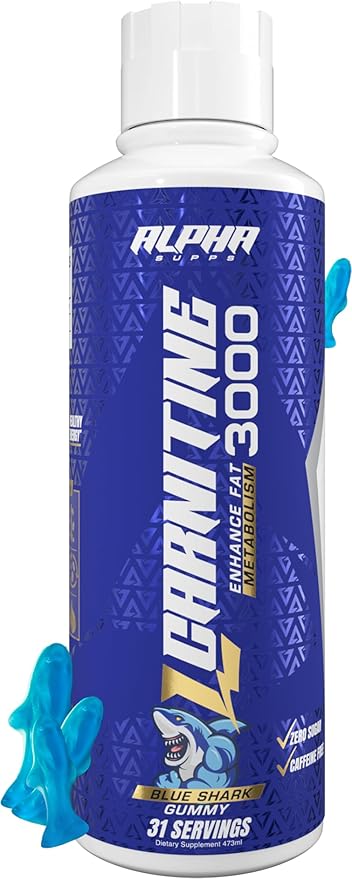 L Carnitine Liquid 3000 | Stimulant-Free L-Carnitine Supplement for Men & Women | Pre-Workout Energy Boost & Muscle Recovery | Zero Sugar, Fat, & Carbs | 31 Servings (Blue Gummy)