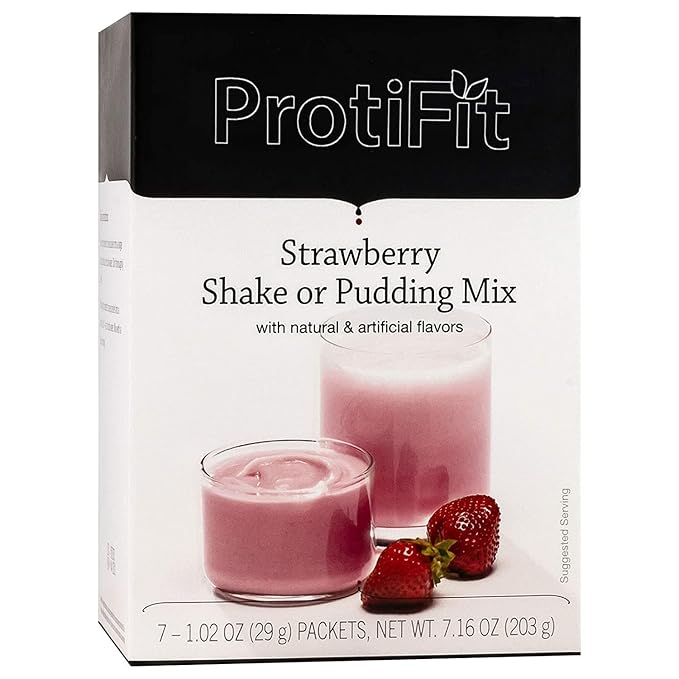 PROTIFIT - High Protein Pudding/Shake Mix, 15g Protein, Low Calorie, Low Fat, Low Carb, Aspartame Free, Idea Protein Compatible, Meal Replacement, 7 Servings Per Box (Strawberry)