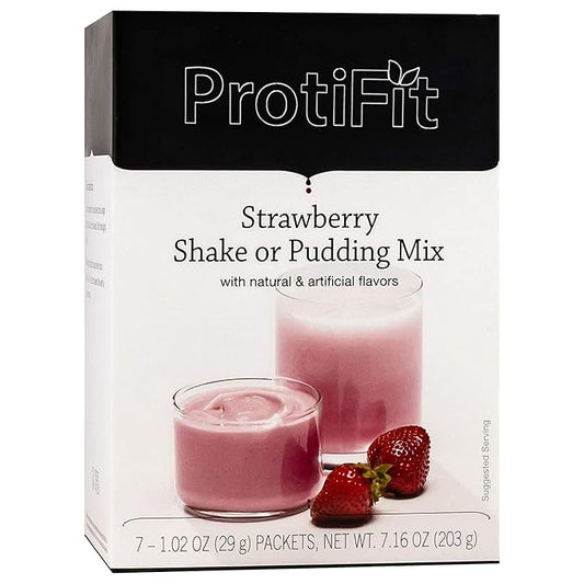 PROTIFIT - High Protein Pudding/Shake Mix, 15g Protein, Low Calorie, Low Fat, Low Carb, Aspartame Free, Idea Protein Compatible, Meal Replacement, 7 Servings Per Box (Strawberry)