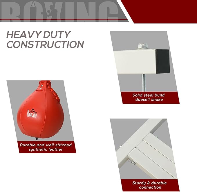 Soozier 2 in 1 Punching Bag Stand, Adjustable Height Heavy Bag Stand with Weighted Base and Speed Bag, Freestanding for Home Gym