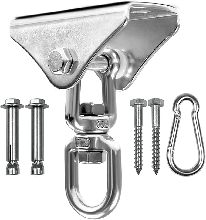 Yes4All Punching Bag Hanger, Stainless Steel Swivel Chain with 4 Snap Hooks for Heavy Bag, Gym Swing, Trapeze, and Hammock