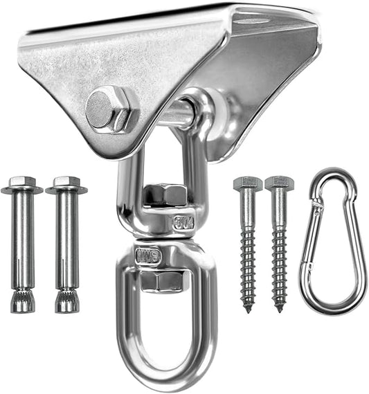 Yes4All Punching Bag Hanger, Stainless Steel Swivel Chain with 4 Snap Hooks for Heavy Bag, Gym Swing, Trapeze, and Hammock