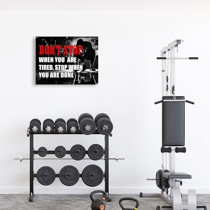 OTINGQD Inspirational Gym Wall Decor,Fitness Quotes Wall Art,Don't Stop When You're Tired Stop When You're Done Canvas Wall Decor for Home Gym