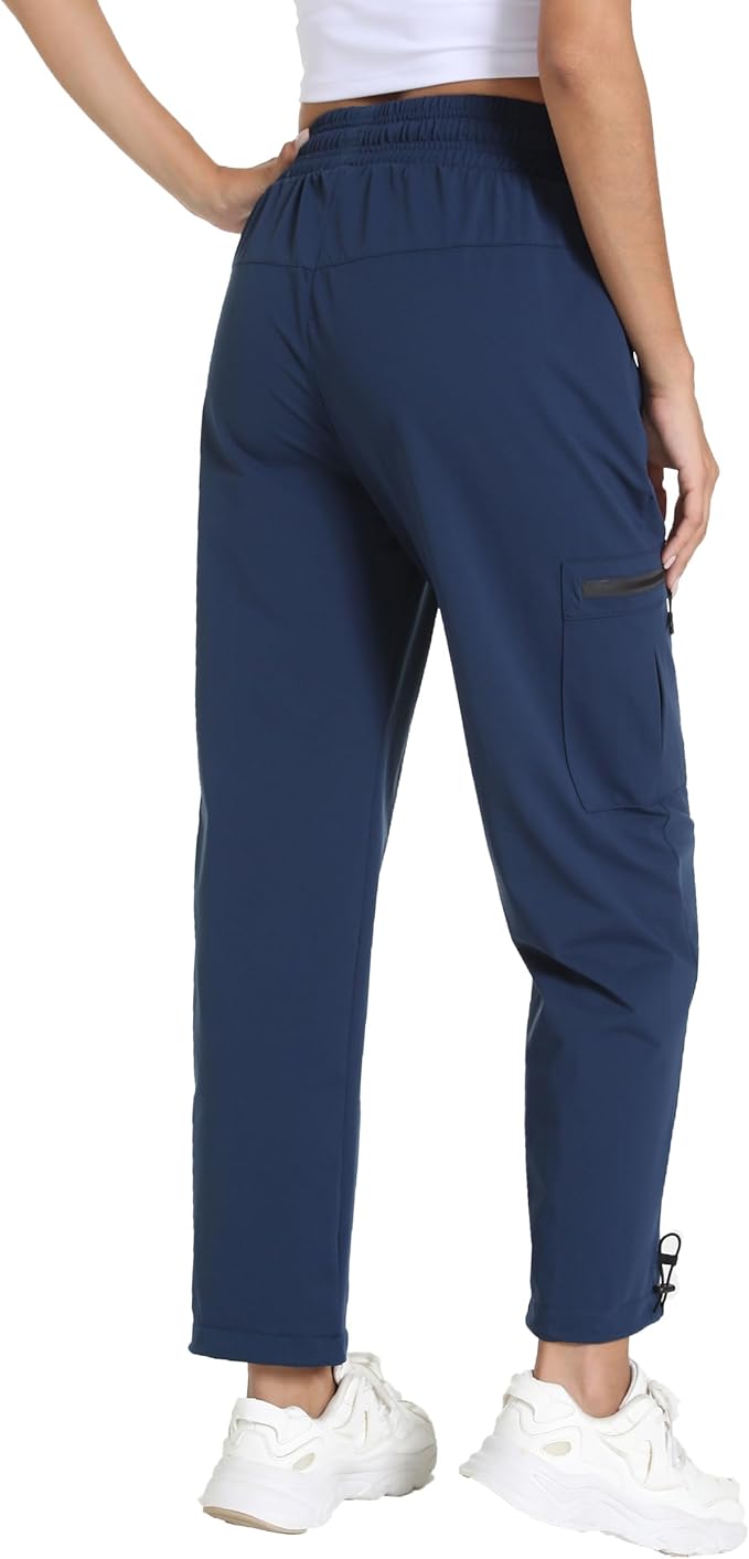 Women's Lightweight Hiking Joggers with Pockets - Water Resistant Cargo Pants for Outdoor Workouts Camping