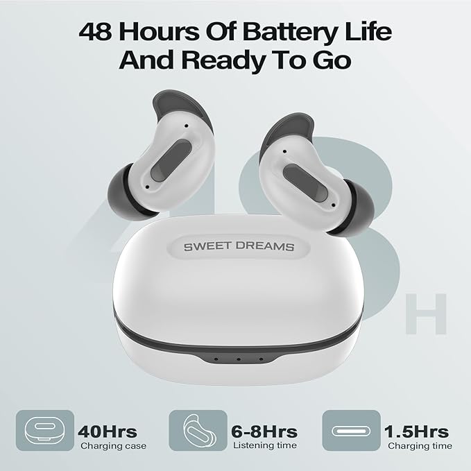 Sleep Earbuds, Mini ANC Wireless Earbuds Bluetooth 5.4 Headphones Deep Bass Stereo, 48H Playtime Ear Buds, 4 ENC Noise Cancelling Mic, In Ear IP7 Waterproof Earphones for Side Sleepers,Touch Control
