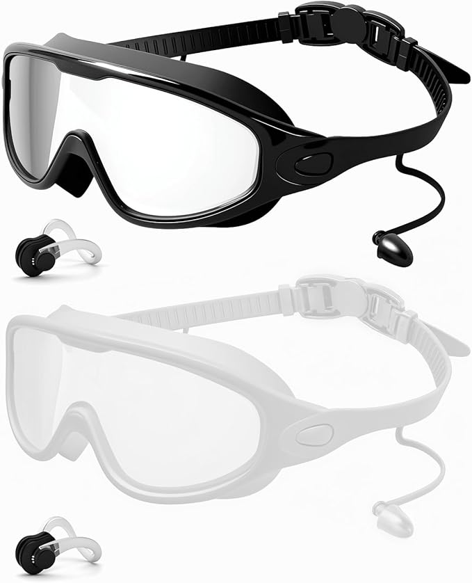 Rantizon Swim Goggles 2 Pack, Wide View Anti Fog&UV Swimming Goggles for Audlt, No Leaking Swim Glasses for Men Women Kids